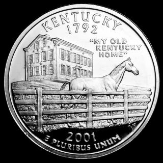 2001 - S 25c State Quarter Kentucky Swc Gdc Proof 90 Silver photo
