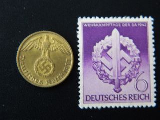 5 Reichspfennig 1937f Nazi Germany Coin With Swastika - Km 91 - (4556) photo