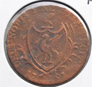 Scarce 1791 Great Britain Conder 1/2 Penny Liverpool Sailing Ship Circ Pb 10 photo