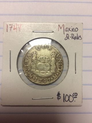1747 Mexican 2 Reales Coin photo