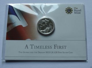 2013 Solid Silver £20 - St George And Dragon - 999 Silver First Year Issued photo