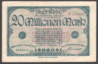 German 20 Millionmark 1923 Series: C176252 photo