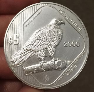 Mexico 2000 $5 Golden Eagle End.  Sp.  Silver Coin,  Scarce,  See Imgs.  For Cond. photo