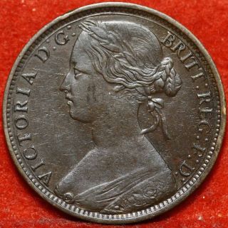 1863 Great Britain One Penny Foreign Coin S/h photo