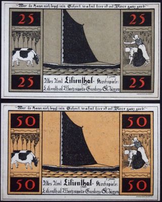 Lilienthal 1921 Rarer No Series Letter Complete Notgeld Germany Sailboat Motif photo