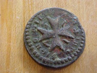 1751 Copper 1 Grano Coin Emmanvel Pinto Knights Malta Cross Order St.  John photo