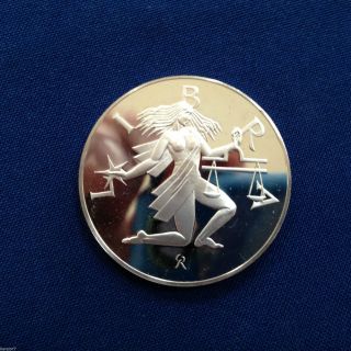 1970 Libra Proof Bronze Medallion Franklin Treasury Of Zodiac E3677 photo