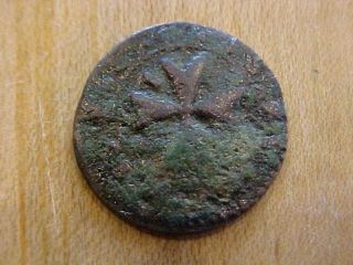 1776 (?) Copper 1 Grano Coin Emmanvel De Rohan Knights Malta Cross Order St John photo