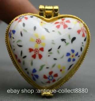 46mm Chinese Colour Porcelain Red Blue Flower Heart - Shaped Fashion Jewelry Box photo
