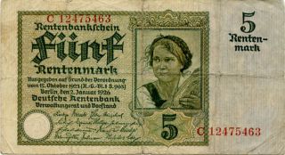 Germany 5 Rentenmark 1926 C12475463 photo
