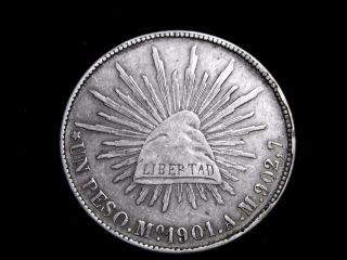1901 Mo Am Mexican Silver Peso Km 409.  2 Coin photo