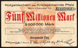 German 5 Million Mark 1923 Series: 127084 - 