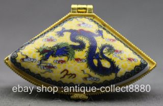 69mm Chinese Colour Porcelain Fengshui 12 Zodiac Year Dragon Phoenix Jewelry Box photo