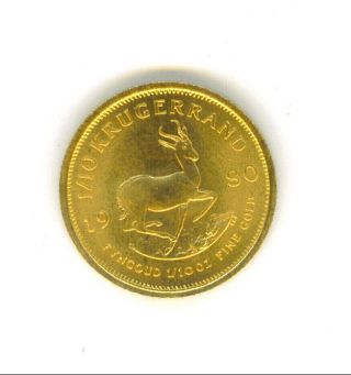 1980 South African 1/10 Ounce Gold Krugerrand In Brilliant Uncirculated Conditon photo
