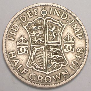 1948 Uk Great Britain British Half 1/2 Crown George Vi Arms Coin Vf photo