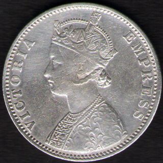 British India 1901 Victoria Empress One Rupee Silver Coin Rare Year photo