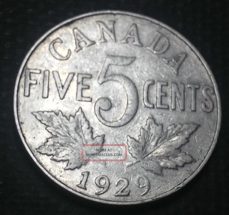 Canada 1929 Five Cents Nickel Ruler: George V Five Cents (1922-Now) photo
