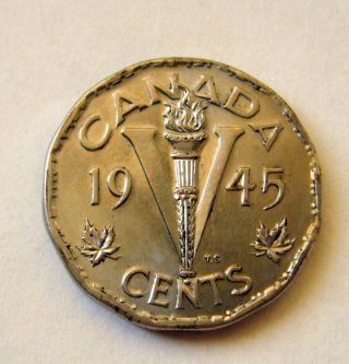 1945 Canada 5 Cent Brilliant Uncirculated Coin photo