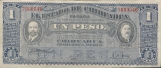 Mexico - El Estado De Chihuahua 1 Pesos 1915 P - S530e Unc photo