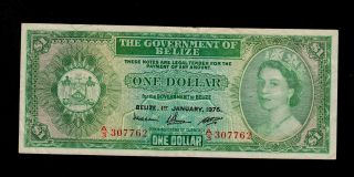 Belize 1 Dollar 1976 A3 Pick 33c Vf Banknote. photo
