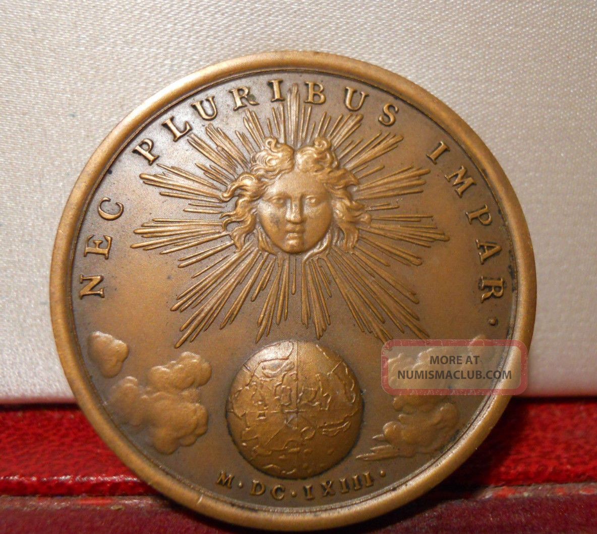 1663 Louis Xiv Historical Medal The King ' S Motto Exonumia photo