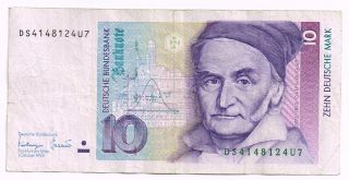 1993 Germany Federal Republic 10 Deutsche Mark Note - P38c photo