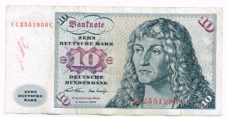 1970 Germany Federal Republic 10 Deutsche Mark Note - P31a photo