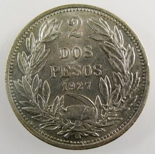 Chile Gem 1927 Silver 2 Pesos Km 172 photo