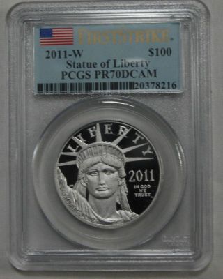 2011 W $100 First Strike Pcgs Pr70 Dcam Platinum American Eagle photo