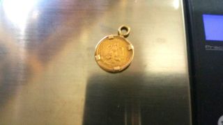 22k 1945 Dos Pesos,  Gold Coin In 14k Pendant Bezel. photo