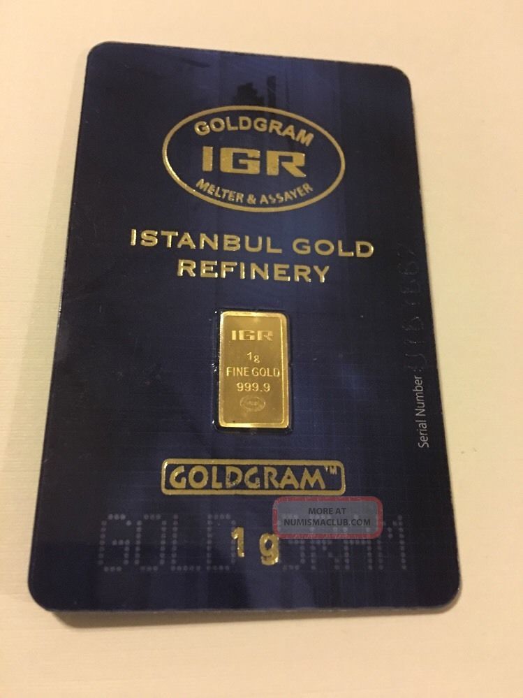 1 Gram Istanbul Gold Refinery (igr) Bar.  9999 Fine (in Assay Card) Bars & Rounds photo