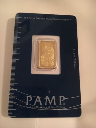 Pamp Suisse Swiss Gold Bar 5 Grams 999.  9 Fine Certified Essayeur Fondeur 4540 photo