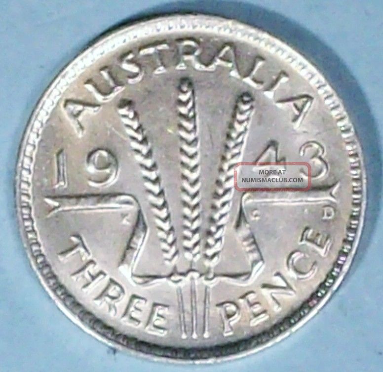 Australia 3 Pence 1943 D About Uncirculated 0.  9250 Silver Coin Australia photo