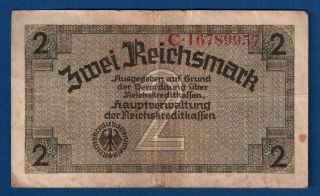 German Occupied Territories Ww2 2 Reichsmark 1940 R - 137b 8 Digit Serial photo