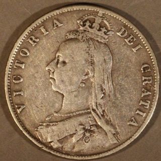 1887 Great Britain Silver 1/2 Crown Circulated Coin U.  S photo