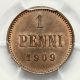 Finland Pcgs Ms 65 Rb 1 Penni 1909 Rare This Europe photo 1