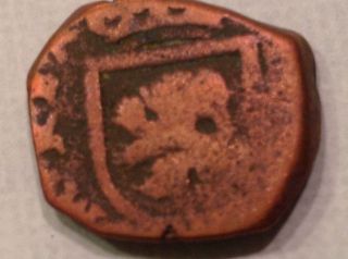 Spanish Pirate Type 1600 ' S King Philip Iv Lion/ Castle Copper Coin - Spain V23 photo