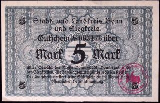 Bonn 1918 5 Mark Grossnotgeld German Notgeld Banknote photo