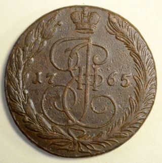 5 Kopeks 1765 Em Catherine Ii The Great Russian Huge Coin Russian Empire Vf photo