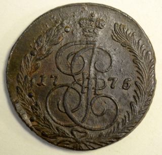 5 Kopeks 1775 Em Catherine Ii The Great Russian Huge Coin Russian Empire Vf photo
