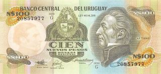 Uruguay N$100 N.  Pesos Nd.  1980 ' S Series G Uncirculated Banknote,  G13 photo