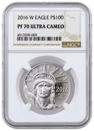 2016 - W $100 1 Oz.  Proof American Platinum Eagle Ngc Pf70 Uc Sku43950 photo