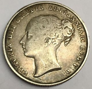 United Kingdom,  Great Britain Queen Victoria 1840 One Shilling Silver Coin photo