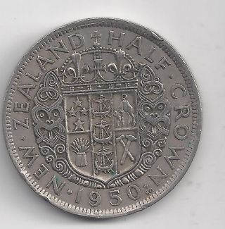 1950 Half Crown Zealand / Neuseeland Coin Ab4 photo