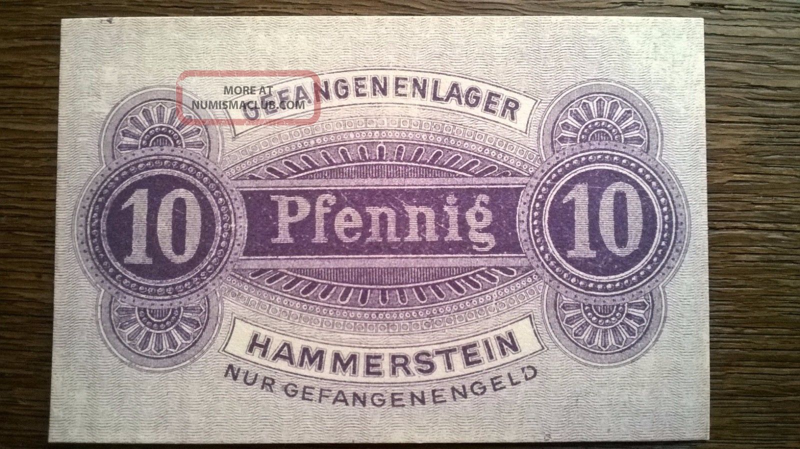 Germany Camp For Prisoners Of War 10 Pfennig Hammerstein Au - Aunc Europe photo