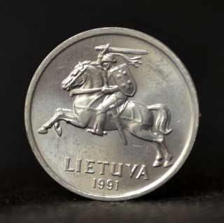 Lithuania 1 Centas Coin.  Europe.  Unc. photo