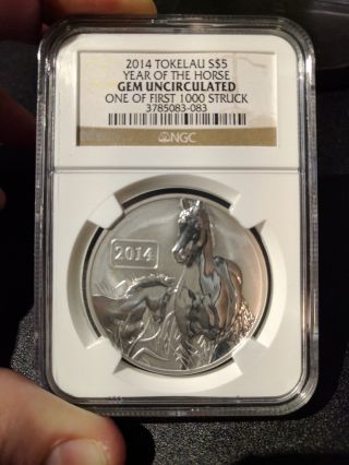 2014 Tokelau Year Of The Horse $5 Lunar Series Ngc Silver Cameo Coin photo