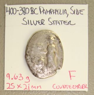 400 - 380 Bc Pamphylia,  Side Ancient Greek Athena/apollo Silver Stater F photo