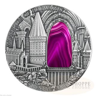 Mysteries Of Hogwarts - Crystal Art - Harry Potter - 2015 2 Oz Pure Silver Coin photo
