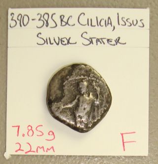 390 - 385 Bc Cilicia,  Issus Ancient Greek Apollo/heracles Silver Stater F photo